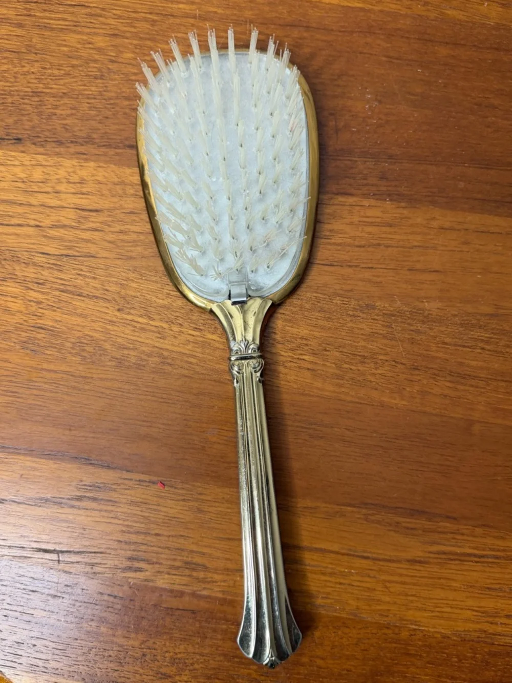 Vintage Hair Brush Made in USA Hollywood Regency Silver and Gold tone